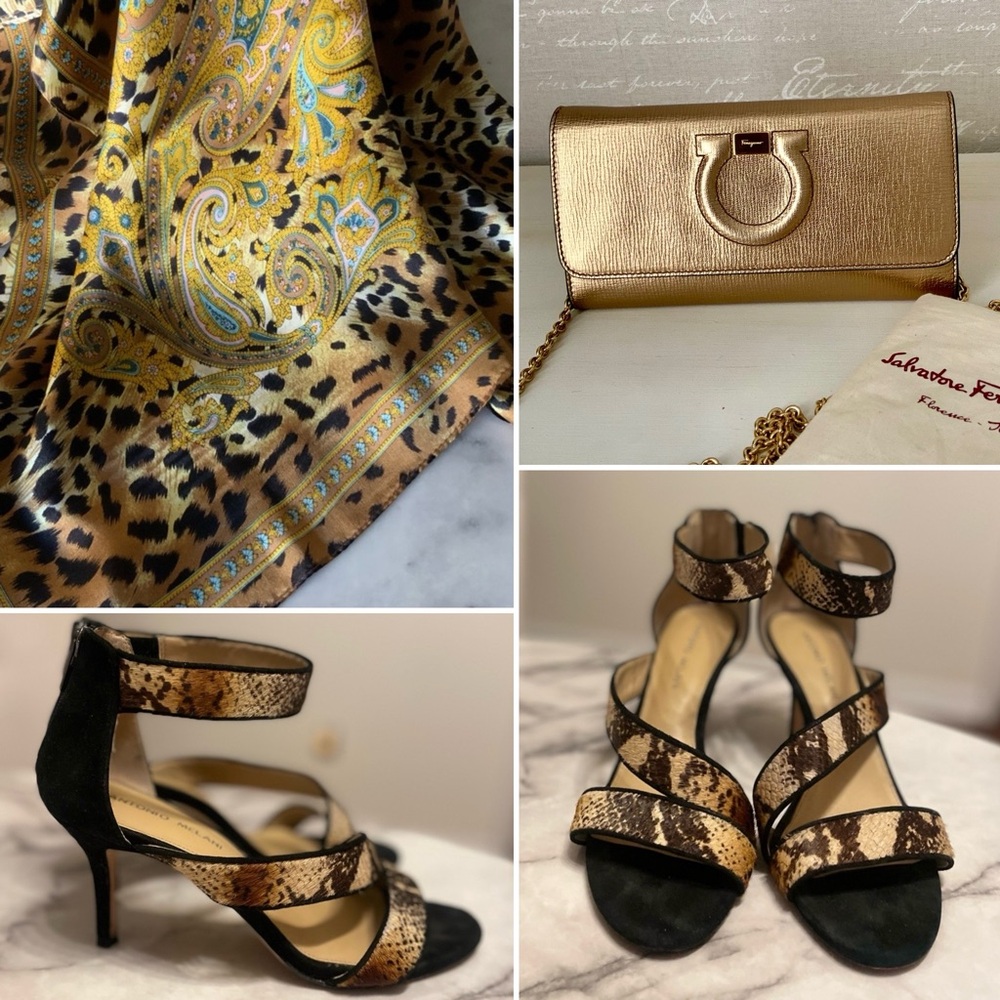 Salvatore Ferragamo Gold Clutch